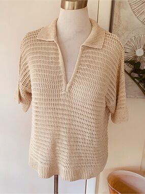 NWT C&C California acrylic blend short sleeve ope-top knit top size XL.